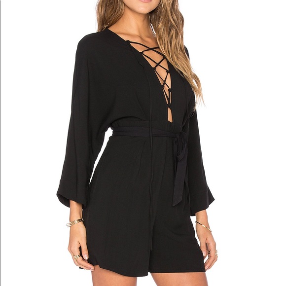 Never worn NWT Lucca Couture Lace Up Romper - Picture 2 of 4